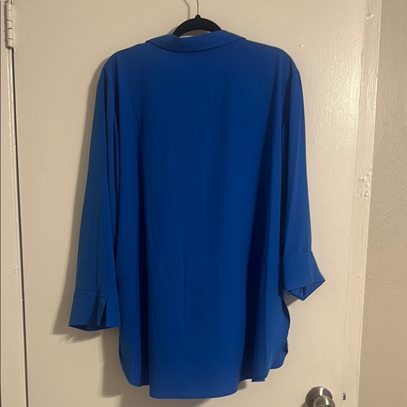 PAIGE Blue Relaxed Notched Collar Button Down Shirt - Picture 5 of 7